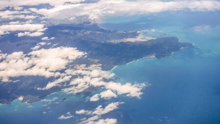 An image of a flight over New Zealand south islandの写真素材