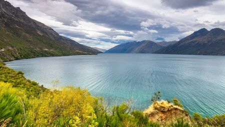 An image of a scenery at Lake Te Anau, New Zealandの写真素材