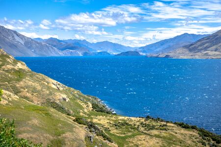 An image of the lake Wanaka; New Zealand south islandの写真素材