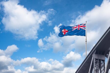 An image of the flag of New South Wales Sydney harbor bridge Australiaの写真素材