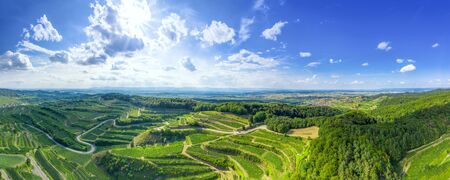 An image of an aerial view vineyard scenery at Kaiserstuhl Germanyの写真素材