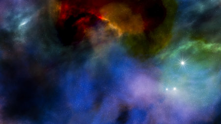beautiful night sky with stars and nebula 3D illustration