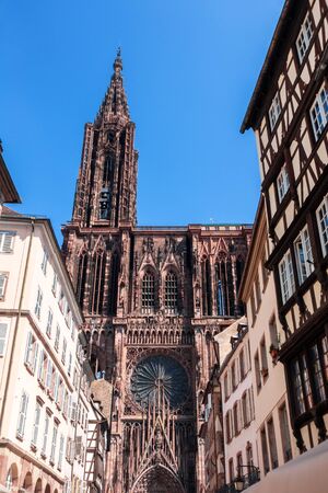 An image of the famous Cathedral of Our Lady at Strasbourg Alsace Franceの写真素材
