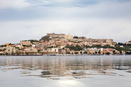 An image of a view to Milazzo Sicily Italy with castle from seaの写真素材