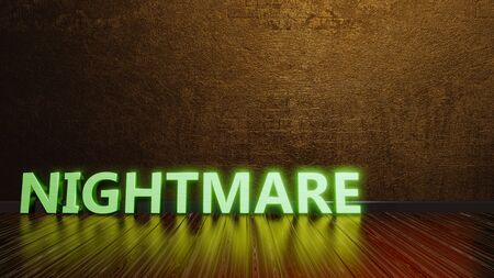A dark floor with text nightmare 3D illustrationの写真素材