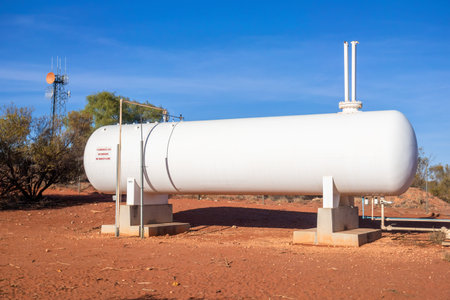 An image of a big white gas tank in Australia