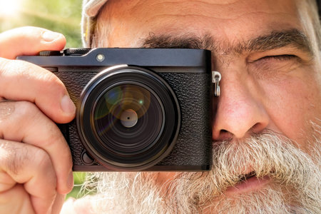 An image of an older man with his camera