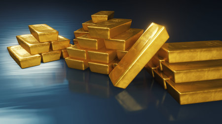 some typical gold ingot 3D illustration