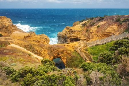 An image of the rough coast at the Great Ocean Road Australiaの写真素材