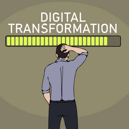 An illustration of a digital transformation concept business manの写真素材