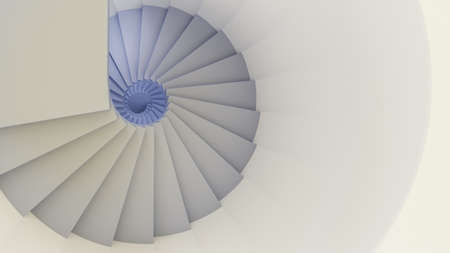 A white spiral staircase 3d illustrationの写真素材