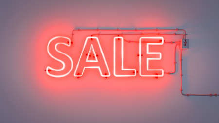 a typical neon light sale sign 3D illustrationの写真素材