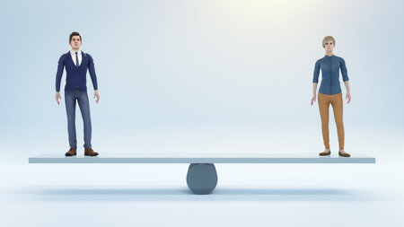 Equal rights for business women and men. 3D concept illustration