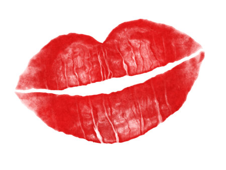 An illustration of a typical red lipstick kissの写真素材