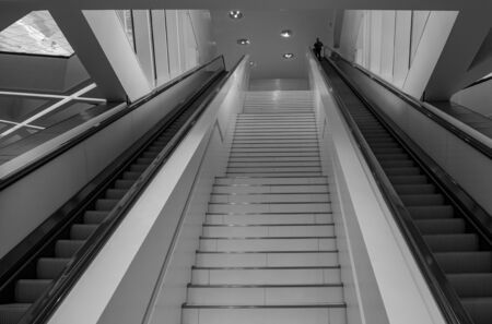 Stairs and escalators in a German buildingの写真素材