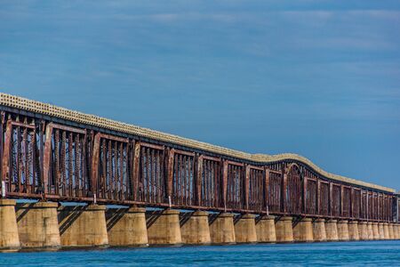 Old railway bridge crossing the Florida Keysの写真素材