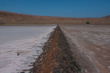 Commercial salt water saline on cape verde islandsの写真素材