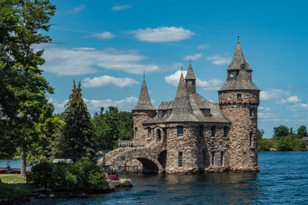 Impressive looking small castle in the middle of a lake
