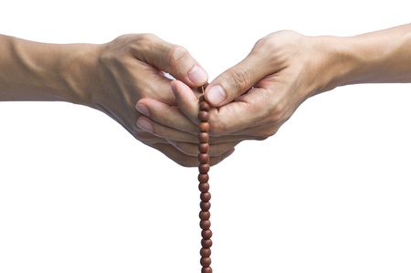 Meditation  with Beads countingの写真素材