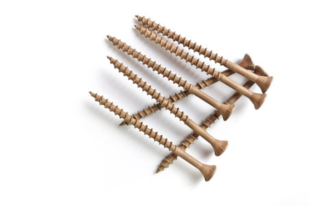 Brown Deck Screws Isolated on a White Background