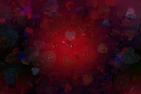 Whimsical and Psychedelic Valentines Day Heart Abstract Backgroundの写真素材