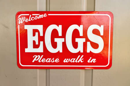 A Sign Advertising Eggs for Sale at a Local Farmの写真素材