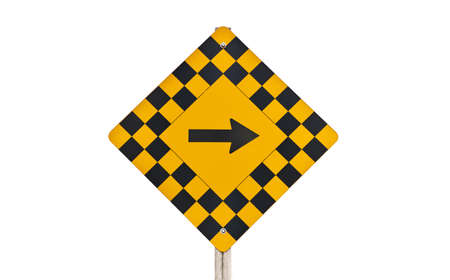 Road Sign with Right Arrow Isolated on a White Backgroundの写真素材