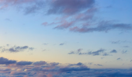 Twilight Sunset Sky Replacement Image with Orange Yellow and Blue Tonesの写真素材