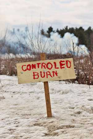 Controlled Burn on a Farm Property where Forest has been Cut Down to make more Arable Farmlandの写真素材