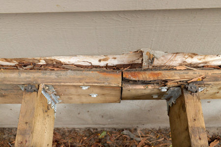 Deck Ledger Board Incorrectly Installed over Wood Siding has led to Extensive Dry Rot and Damage