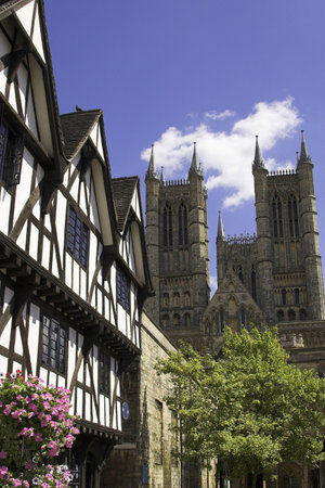Lincoln Cathedral in the historic city of Lincoln, England, U.K.の写真素材