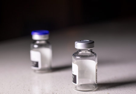 Two Isolated Medical Vial Containing Corona-19 Vaccination.