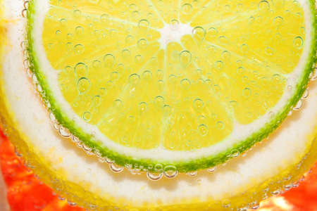 Fresh juicy citrus fruit slicesの写真素材