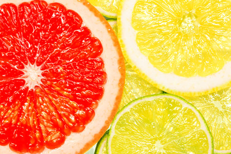 Fresh juicy citrus fruit slices