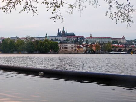 Castle on the river, Panorama of the city - Prague, Czechの写真素材