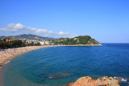 Fenals beach at Lloret de Mar (Costa Brava, Catalonia, Spain)の写真素材