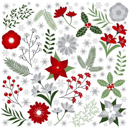 Christmas floral setのイラスト素材
