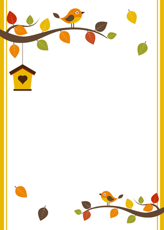 Fall invitation card template with white space for the textのイラスト素材