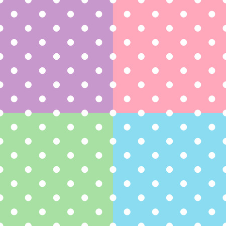 Vector pastel polka dot seamless pattern setのイラスト素材