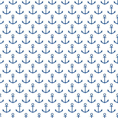 Vector nautical blue and white anchor seamless patternのイラスト素材