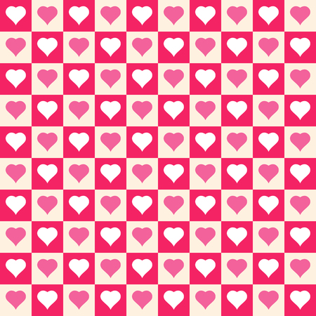 Vector pink squares and hearts seamless patternのイラスト素材