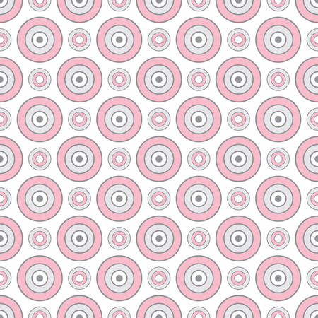 Abstract geometric seamless pattern with circle ornament in rose pink and grey color. Vector seamless pattern.のイラスト素材