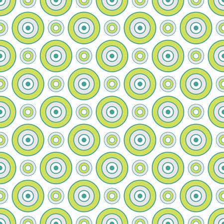 Abstract geometric seamless pattern with circle ornament in teal and lime green color. Vector seamless pattern.のイラスト素材