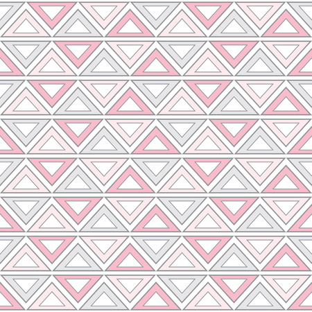 Geometric seamless pattern with tribal elements in pastel pink and grey color. Seamless pattern with triangle. Vector seamless pattern.のイラスト素材