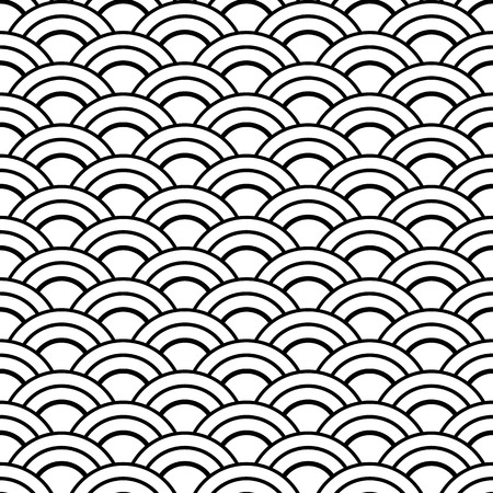 Geometric seamless pattern with abstract waves in black and white color. Vector seamless pattern.のイラスト素材