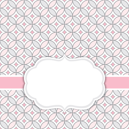 Vector card template with a frame on ornamental background in rose pink and grey color with space for your text. Vector illustration.のイラスト素材