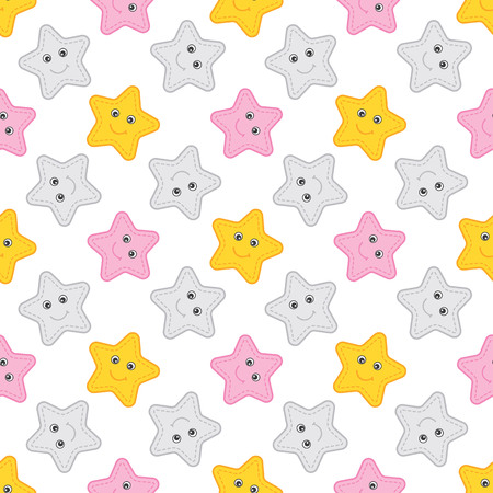 Vector seamless pattern with stars. Seamless pattern for baby girl shower, birthday and party.のイラスト素材