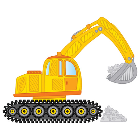 Vector excavator. Vector construction equipment. Construction transport. Excavator vector illustration.のイラスト素材