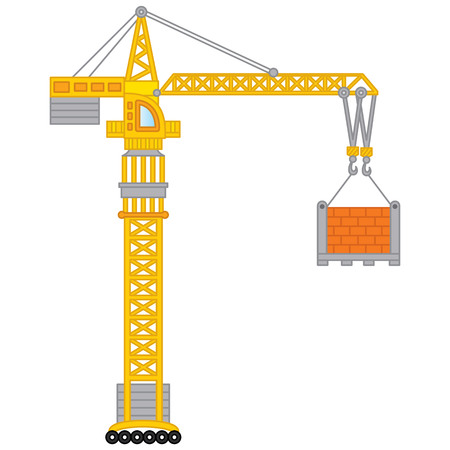 A vector construction crane. Construction machine. Vector illustration.のイラスト素材
