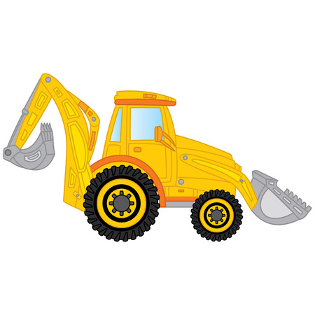 Vector construction digger. Vector excavator. Construction machine. Digger vector illustration.のイラスト素材